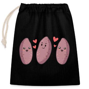 Légumes-racines de patates douces - Sac cadeau en coton avec cordon (25 x 30 cm) - noir - Devant