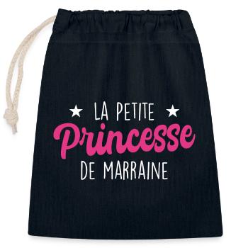 La Petite Princesse de Marraine - Sac cadeau en coton avec cordon (25 x 30 cm) - bleu marine - Devant