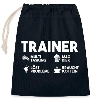 Bier Sportmannschaft Trainer - Verschließbarer Geschenkbeutel aus Baumwolle (25x30cm) - Navy - Vorne