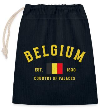 Belgium Est 1830 Vintage - Closable cotton gift bag (25x30cm) - navy - Front