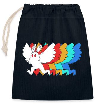 Papillon de nuit - Sac cadeau en coton avec cordon (25 x 30 cm) - bleu marine - Devant