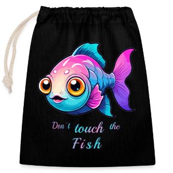 Sweet Colorful Fish - Closable cotton gift bag (25x30cm) - black - Front