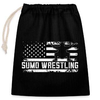 Lutte de sumo - Sac cadeau en coton avec cordon (25 x 30 cm) - noir - Devant