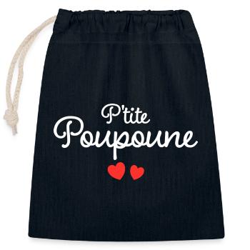 Petite Poupoune Humour Surnom Affectueux Femme - Sac cadeau en coton avec cordon (25 x 30 cm) - bleu marine - Devant
