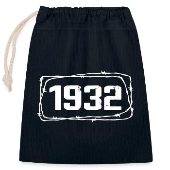 Vintage Made In 1932 - 92 Year Anniversary - Closable cotton gift bag (25x30cm) - navy - Front