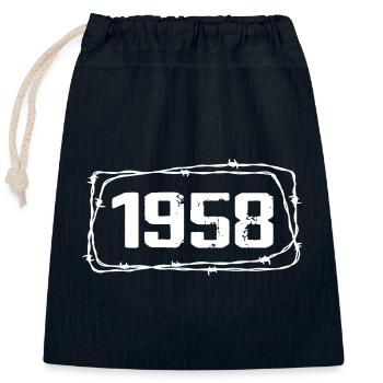 Vintage Fabriqué En 1958 - Anniversaire 66 ans - Sac cadeau en coton avec cordon (25 x 30 cm) - bleu marine - Devant