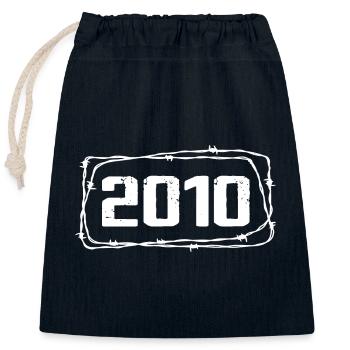 Vintage Fabriqué En 2010 - Anniversaire 14 ans - Sac cadeau en coton avec cordon (25 x 30 cm) - bleu marine - Devant