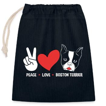 Boston Terrier - Closable cotton gift bag (25x30cm) - navy - Front