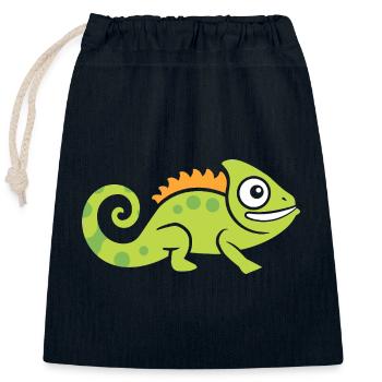 caméléon - Sac cadeau en coton avec cordon (25 x 30 cm) - bleu marine - Devant