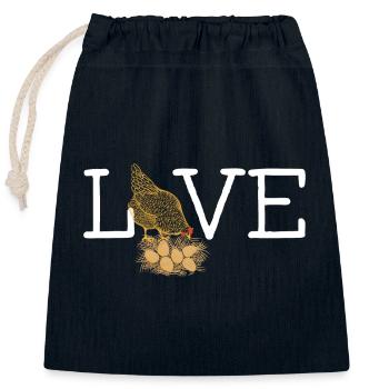 Love Chickens Love Slogan Chicken Nest Eggs Dire - Sac cadeau en coton avec cordon (25 x 30 cm) - bleu marine - Devant