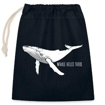 Whale Hello There - Whale - Humpback Whale - Marine Mammals - Closable cotton gift bag (25x30cm) - navy - Front