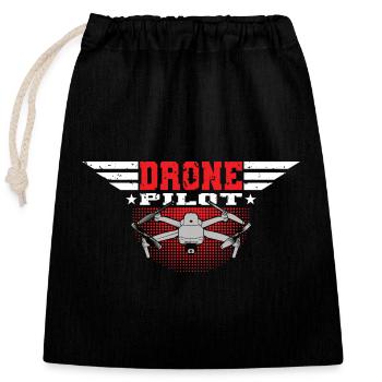 Drohnenpilot Drohne Copter FPV UAS Pilot Drone - Verschließbarer Geschenkbeutel aus Baumwolle (25x30cm) - Schwarz - Vorne