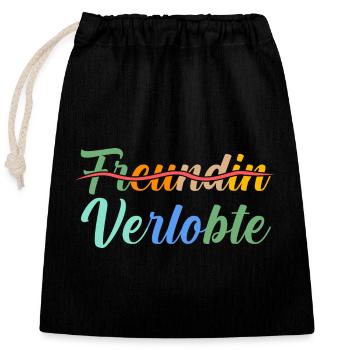 Heiratsantrag Beziehungsstatus Freundin Verlobte - Verschließbarer Geschenkbeutel aus Baumwolle (25x30cm) - Schwarz - Vorne