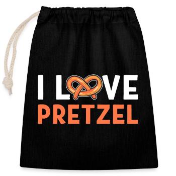 Brezel - Verschließbarer Geschenkbeutel aus Baumwolle (25x30cm) - Schwarz - Vorne