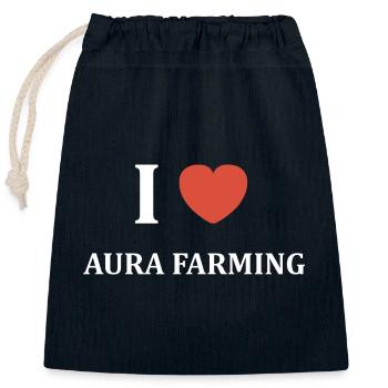 Aura-Farming - Verschließbarer Geschenkbeutel aus Baumwolle (25x30cm) - Navy - Vorne
