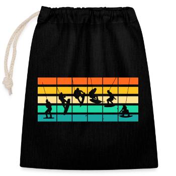 Retro Wakeboarder Wakeboard Wakeboarding - Sac cadeau en coton avec cordon (25 x 30 cm) - noir - Devant