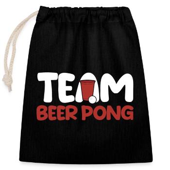 Party Bier Bierpong Beer Pong - Verschließbarer Geschenkbeutel aus Baumwolle (25x30cm) - Schwarz - Vorne