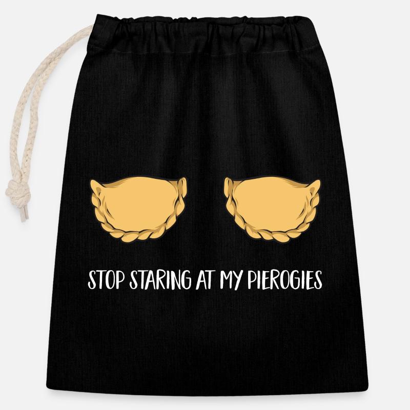 Pierogi polonais - Sac cadeau en coton avec cordon (25 x 30 cm) - noir