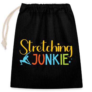 Yoga Stretching Junkie Drôle de Yoga - Sac cadeau en coton avec cordon (25 x 30 cm) - noir - Devant