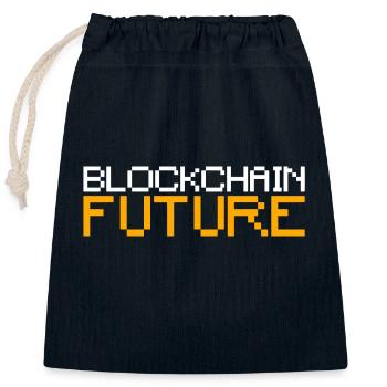 Blockchain Future Bitcoin - Closable cotton gift bag (25x30cm) - navy - Front