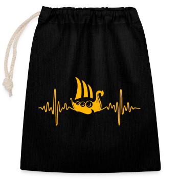 Battement de cœur du navire viking - Sac cadeau en coton avec cordon (25 x 30 cm) - noir - Devant