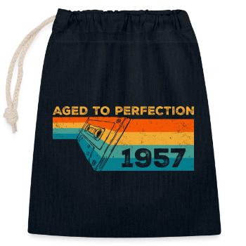 Jahrgang 1957 - Retro 1957 Geburtstagsgeschenk - Verschließbarer Geschenkbeutel aus Baumwolle (25x30cm) - Navy - Vorne