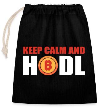 Bitcoin Hodl - Verschließbarer Geschenkbeutel aus Baumwolle (25x30cm) - Schwarz - Vorne
