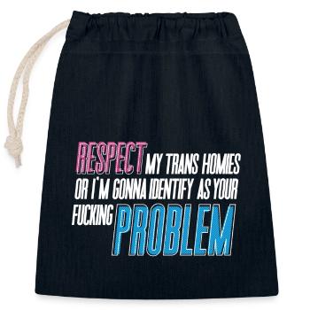 RESPECT my trans homies! - Verschließbarer Geschenkbeutel aus Baumwolle (25x30cm) - Navy - Vorne