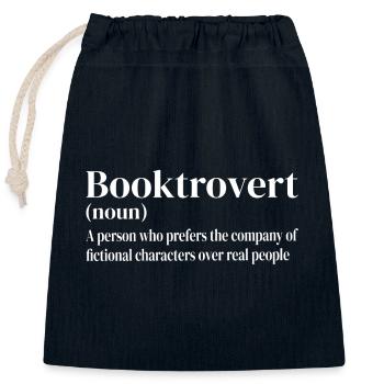 Booktrovert Definition - Closable cotton gift bag (25x30cm) - navy - Front