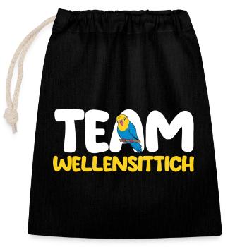 Vogel Sittch Wellensittich - Verschließbarer Geschenkbeutel aus Baumwolle (25x30cm) - Schwarz - Vorne