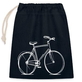 Bicycle line drawing - Closable cotton gift bag (25x30cm) - navy - Front