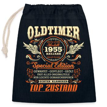 Oldtimer Baujahr 1955 Jahrgang Geburtstag Geschenk - Verschließbarer Geschenkbeutel aus Baumwolle (25x30cm) - Navy - Vorne