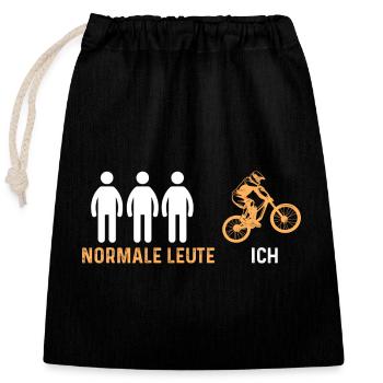 Mountainbike Fahrrad Downhill - Verschließbarer Geschenkbeutel aus Baumwolle (25x30cm) - Schwarz - Vorne