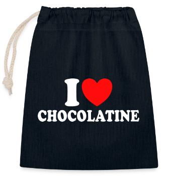 Humour I Love Chocolatine Boulanger - Closable cotton gift bag (25x30cm) - navy - Front