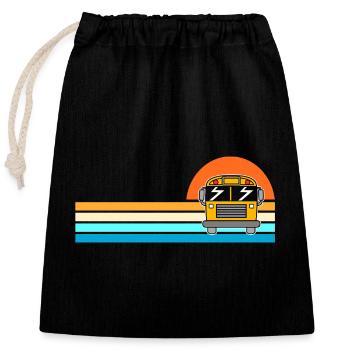 Schulbusfahrer Schulbus - Verschließbarer Geschenkbeutel aus Baumwolle (25x30cm) - Schwarz - Vorne