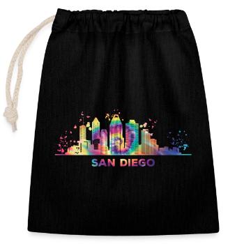 San Diegan Skyline San Diego - Closable cotton gift bag (25x30cm) - black - Front