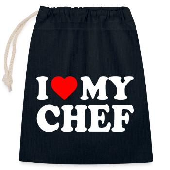 I love my chef - Sac cadeau en coton avec cordon (25 x 30 cm) - bleu marine - Devant