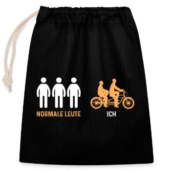 Fahrrad Radfahrer Tandem - Verschließbarer Geschenkbeutel aus Baumwolle (25x30cm) - Schwarz - Vorne