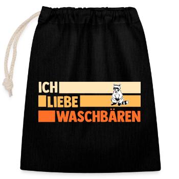 Tiermotiv Waschbär - Verschließbarer Geschenkbeutel aus Baumwolle (25x30cm) - Schwarz - Vorne