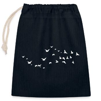 Birds - Oiseaux - Sac cadeau en coton avec cordon (25 x 30 cm) - bleu marine - Devant