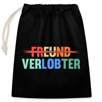 Heiratsantrag Beziehungsstatus Freund Verlobter - Verschließbarer Geschenkbeutel aus Baumwolle (25x30cm) - Schwarz - Vorne