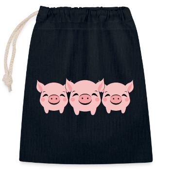 Schwein - Verschließbarer Geschenkbeutel aus Baumwolle (25x30cm) - Navy - Vorne