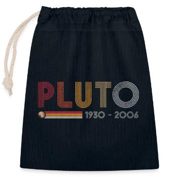 Pluton n’oublie jamais la science rétro et l’astronomie - Sac cadeau en coton avec cordon (25 x 30 cm) - bleu marine - Devant