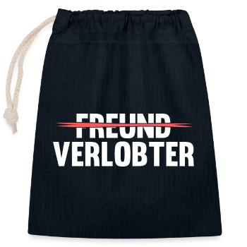 Heiratsantrag Beziehungsstatus Freund Verlobter - Verschließbarer Geschenkbeutel aus Baumwolle (25x30cm) - Navy - Vorne