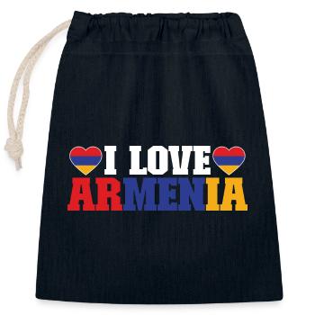 Armenian flag Armenia - Closable cotton gift bag (25x30cm) - navy - Front