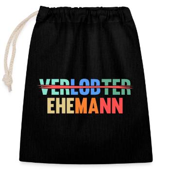 Hochzeit Heiratsantrag Verlobter Ehemann - Verschließbarer Geschenkbeutel aus Baumwolle (25x30cm) - Schwarz - Vorne