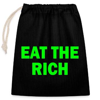 Eat the rich - Verschließbarer Geschenkbeutel aus Baumwolle (25x30cm) - Schwarz - Vorne