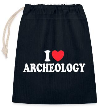 Archaeologist Loves Archaeology - Closable cotton gift bag (25x30cm) - navy - Front