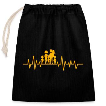 Battement de cœur familial - Sac cadeau en coton avec cordon (25 x 30 cm) - noir - Devant