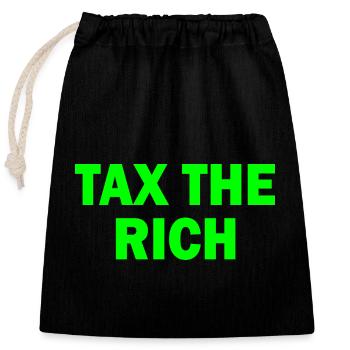 Tax the rich - Verschließbarer Geschenkbeutel aus Baumwolle (25x30cm) - Schwarz - Vorne